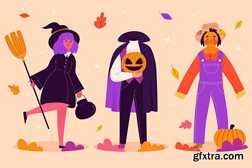 Hand-Drawn halloween character collection