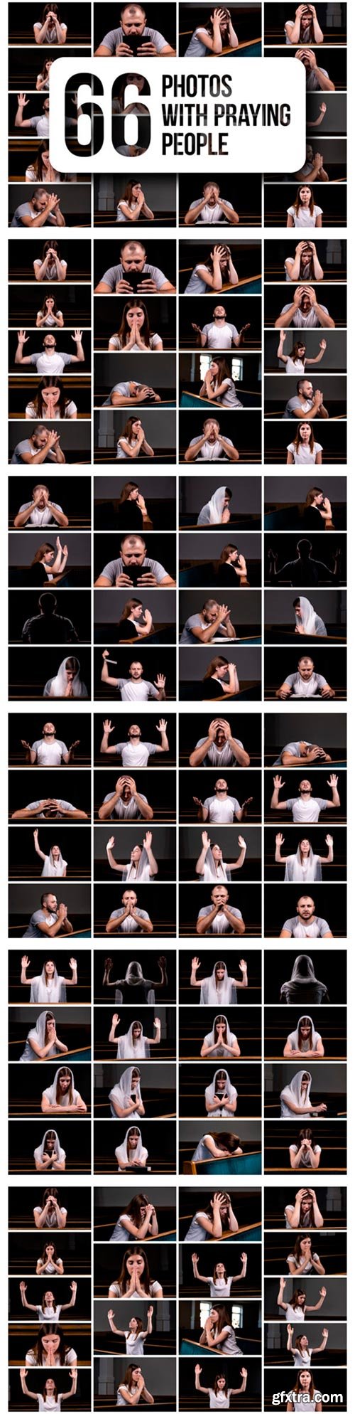 Set of 66 Photos with Praying People 6099979