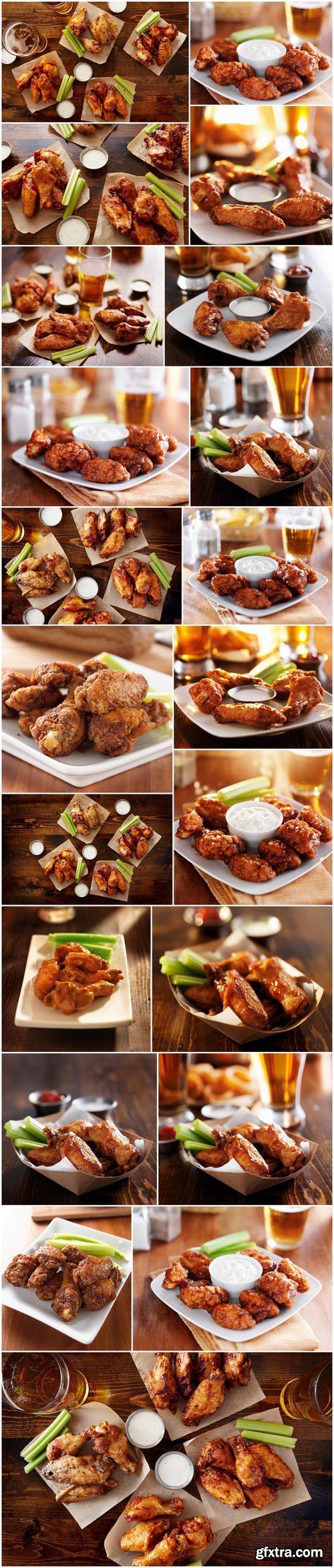 Buffalo barbecue hot chicken wings around ranch sauce - 21xUHQ JPEG