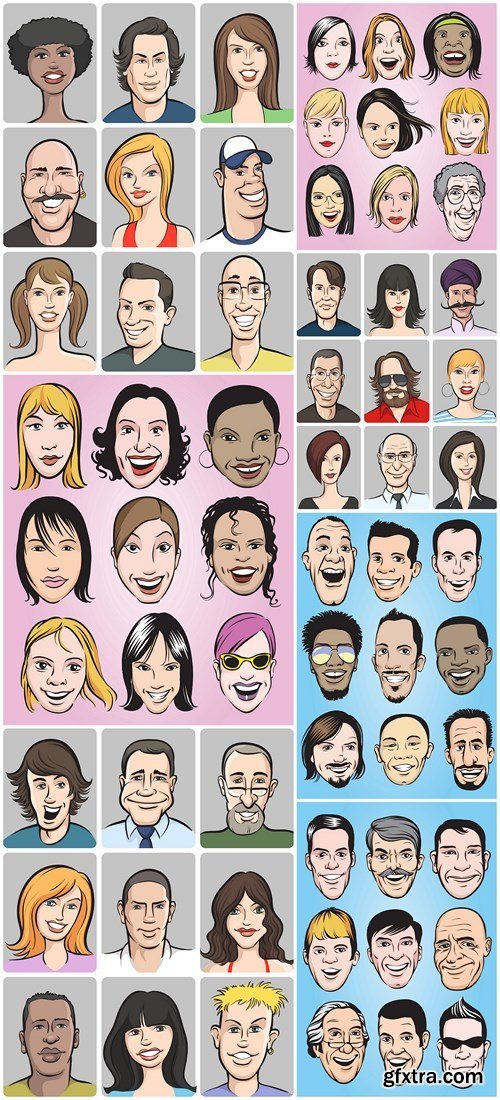 Smiling people faces - 7xEPS