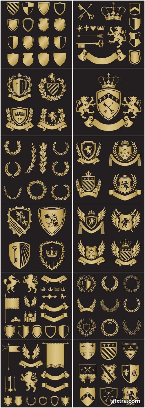 Silhouette heraldry  - 12xEPS