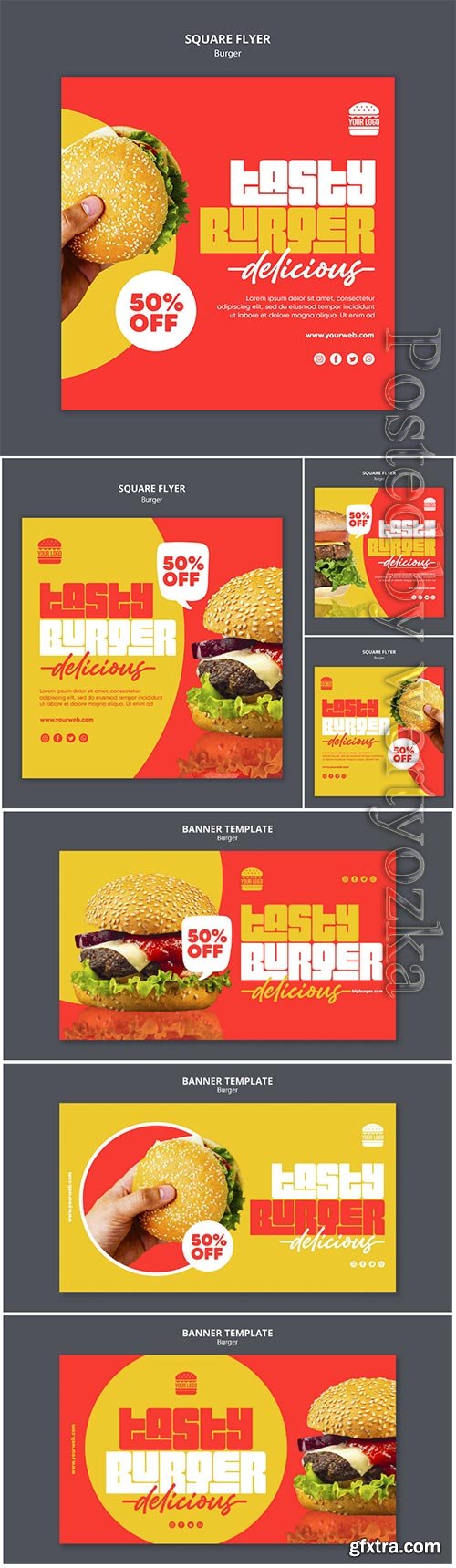 Burger concept banner template psd