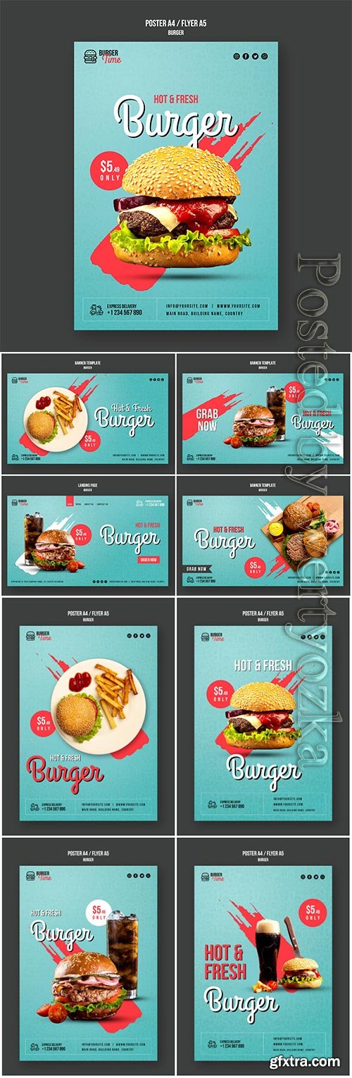 Burger concept flyer psd template