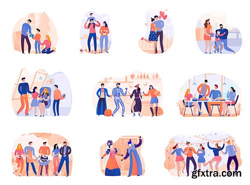 Set of season holidays party isolated illustration