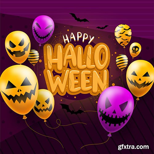 Happy halloween background template balloons 