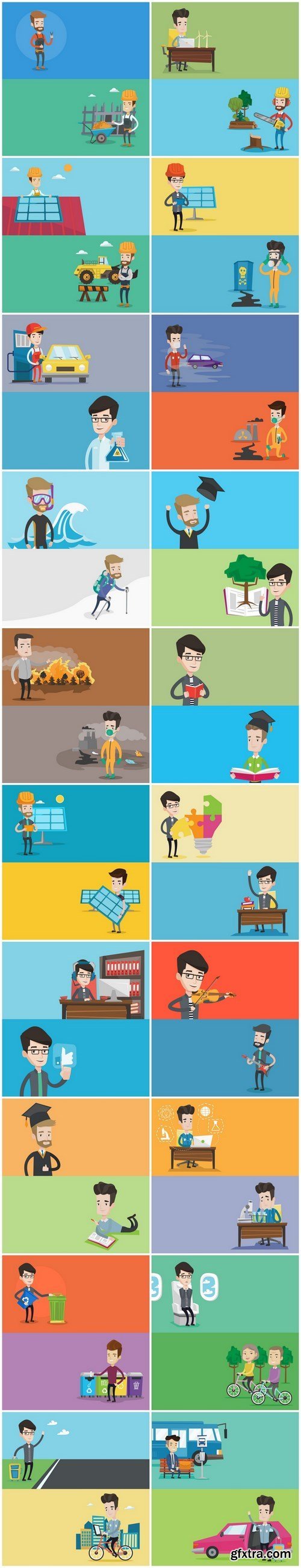 Life of people - flat design 2, Set of 20xEPS Professional Vector Stock