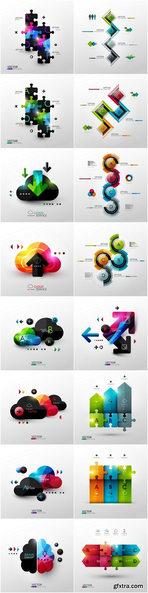 Infographics Design Templates 2 - Set of 16xEPS Professional Vector Stock