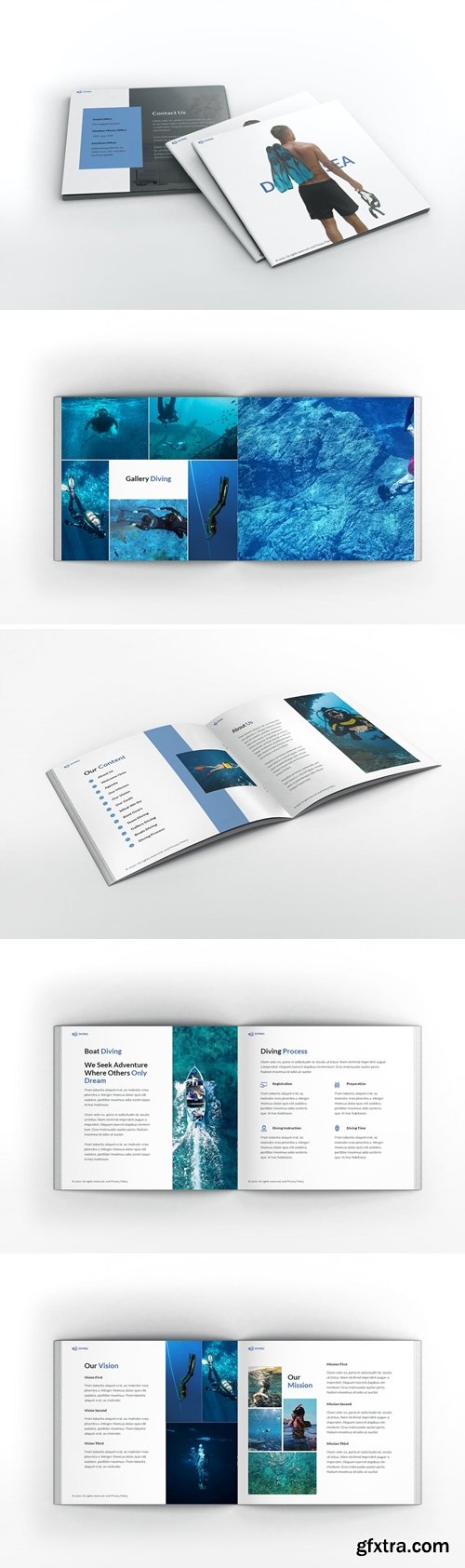 Diving School Square Brochure Template