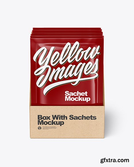 Box with Glossy Sachets Mockup 68492