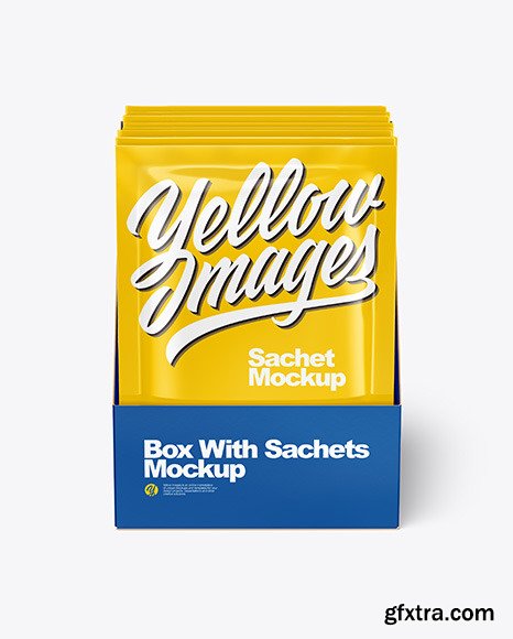 Box with Glossy Sachets Mockup 68492