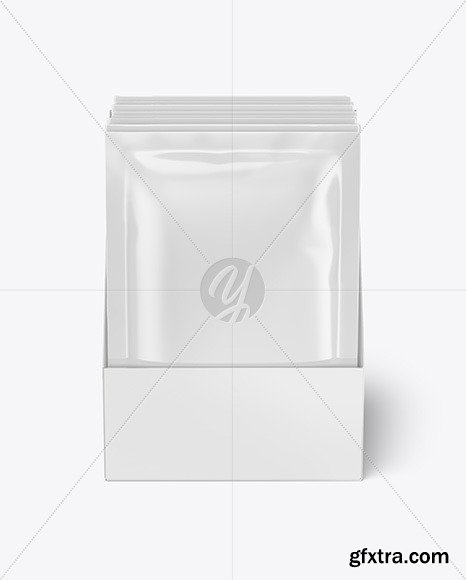 Box with Glossy Sachets Mockup 68492