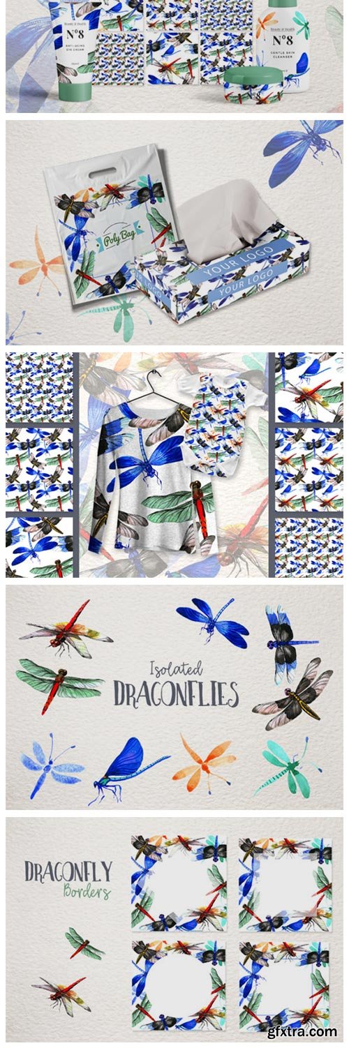 Insect Dragonfly PNG Watercolor Set 4754130