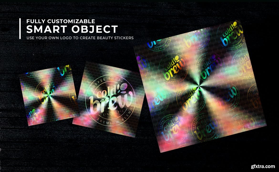 Holographic Sticker Mockup » GFxtra