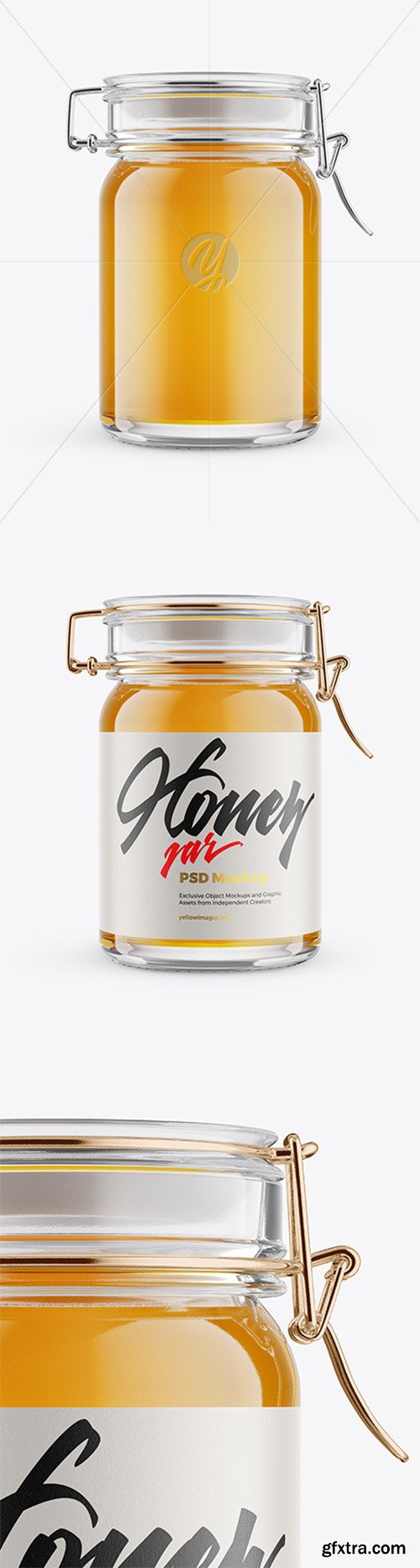 Glass Honey Jar With Clamp Lid Mockup 62655