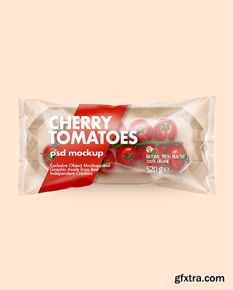 Kraft Paper Tray With Сherry Tomatoes Mockup 68543