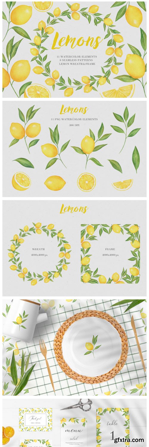 Lemon Watercolor Collection 4698683