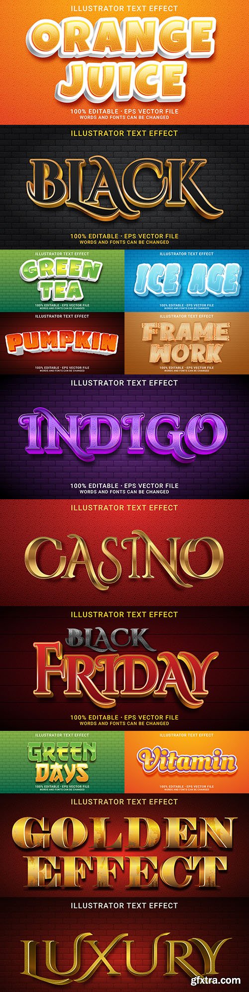 Editable font effect text collection illustration design 222
