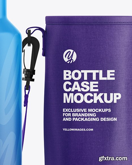 Matte Water Bottle W/ Case Mockup 68781