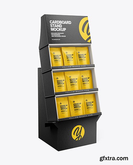 Cardboard Display Stand w/ Pouches Mockup 68736