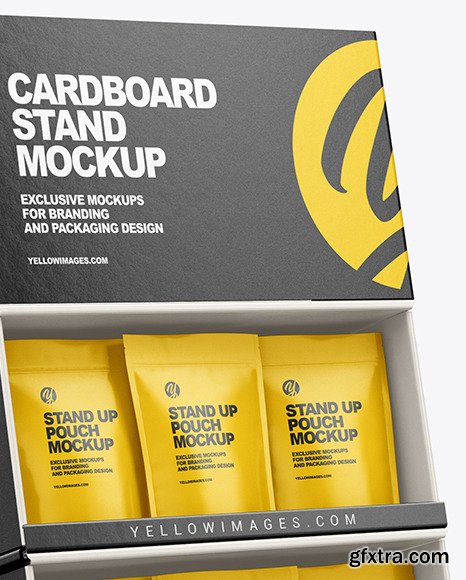 Cardboard Display Stand w/ Pouches Mockup 68736