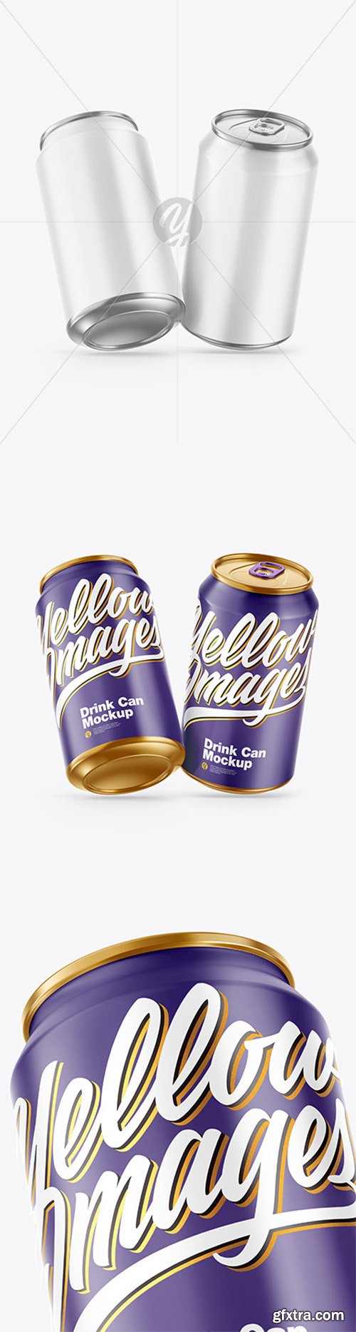 Two Metallic Drink Cans w/ Glossy Finish Mockup 68403