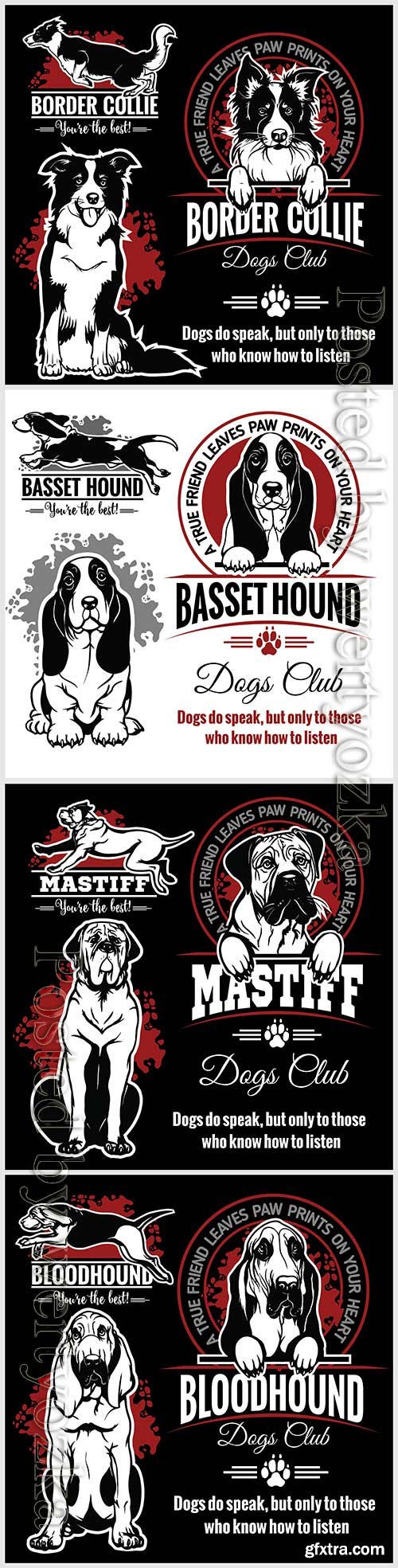 Dogs vector set for t-shirt, logo and template badges