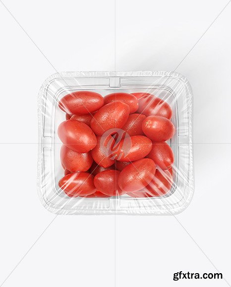 Clear Plastic Tray with Grape Tomatoes Mockup 68814