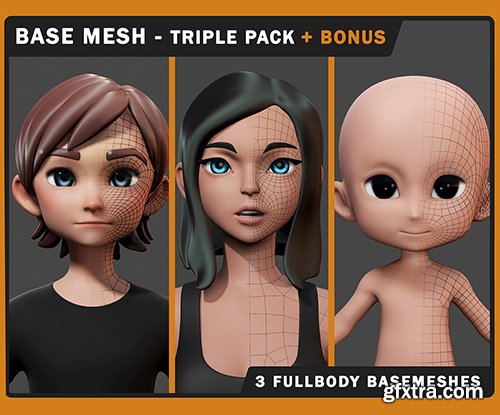 Cuberbrush - Stylized Basemesh Triple Pack