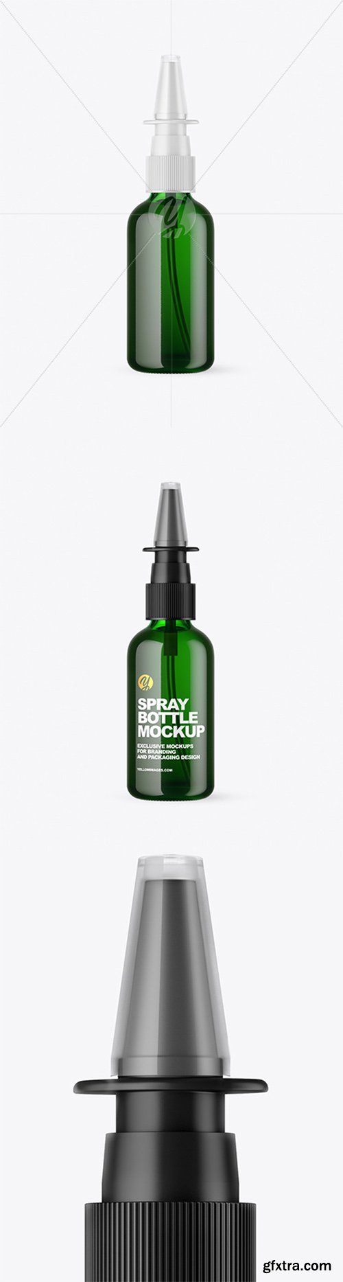 Green Glass Nasal Spray Bottle Mockup 66536