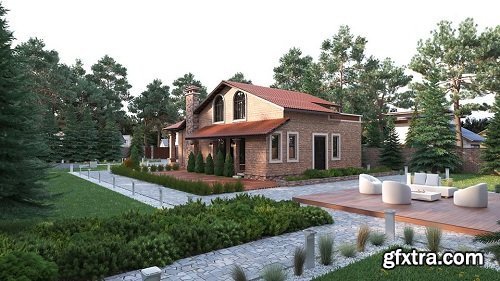 Resort Home 3D Exterior Scene