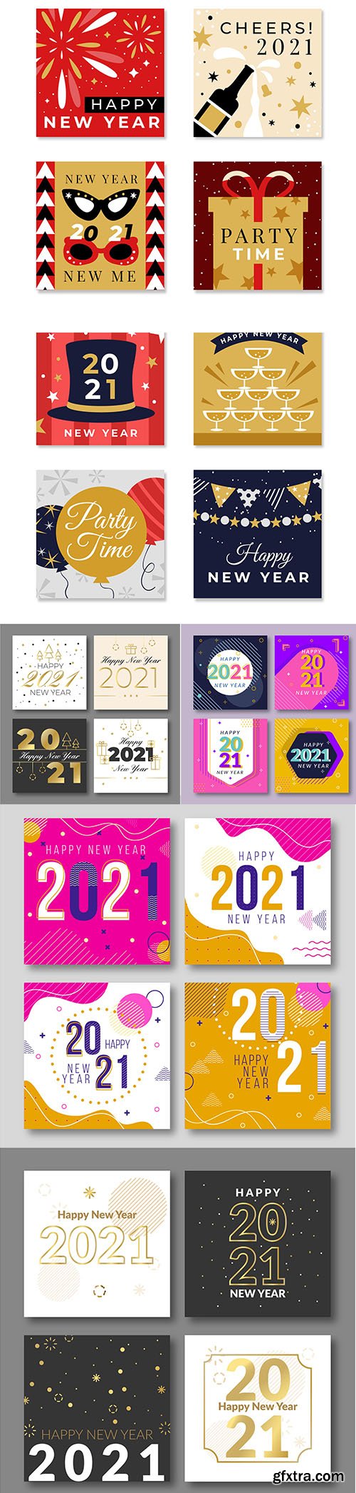 Abstract new year 2021 cards 