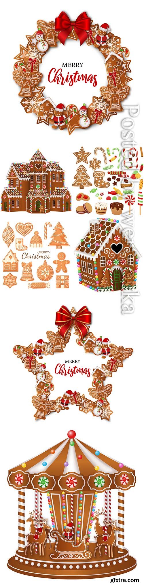 Vector christmas set gingerbreads