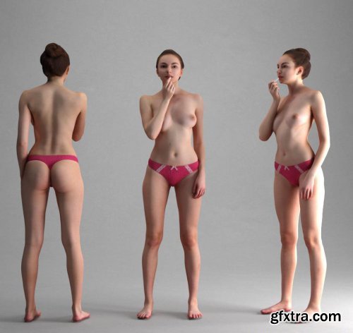 Naked Girl With Lipstick Scanned 3D Model