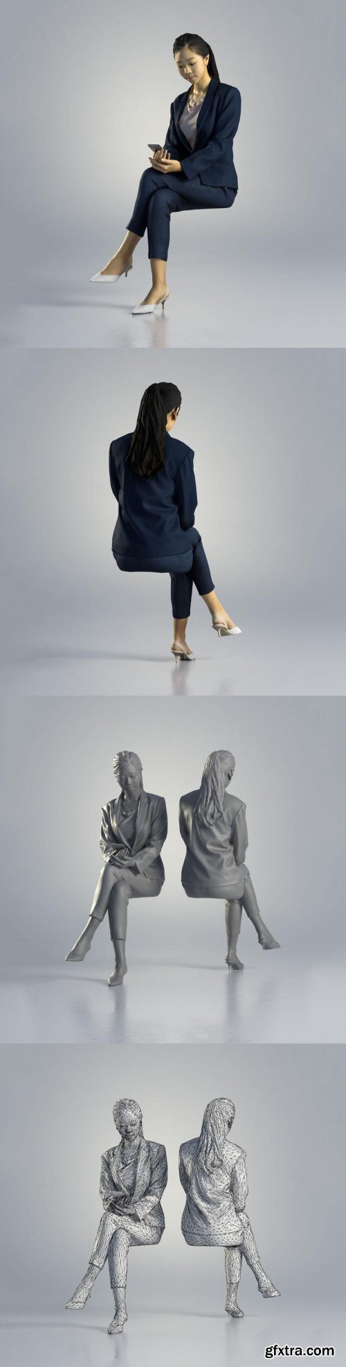 Business Woman Sitting 3d model