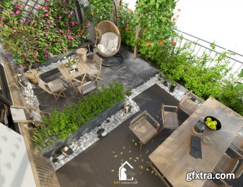 Exterior Garden Scene Sketchup