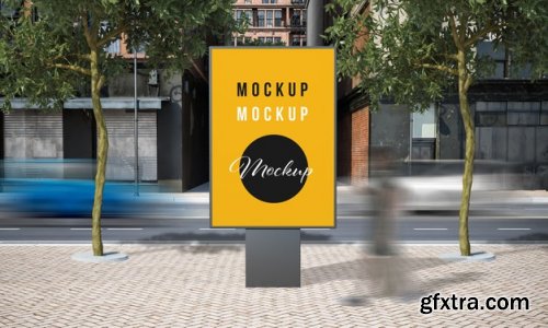 Street advertising billboard mock up