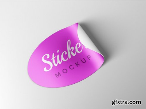 Close up on sticker mockup