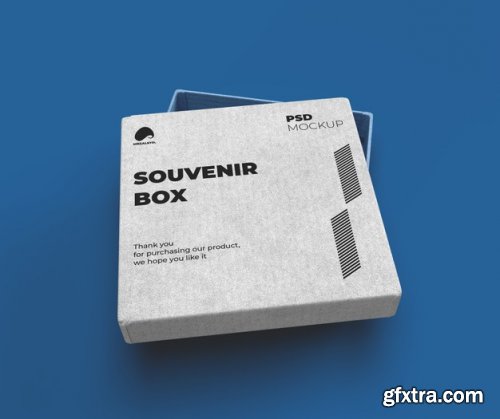 Souvenir box with opened lid mockup