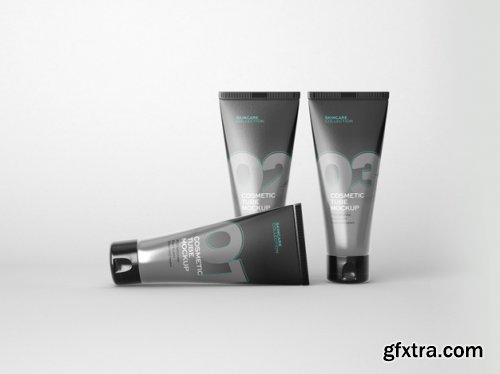 Cosmetics tube and jar mockup