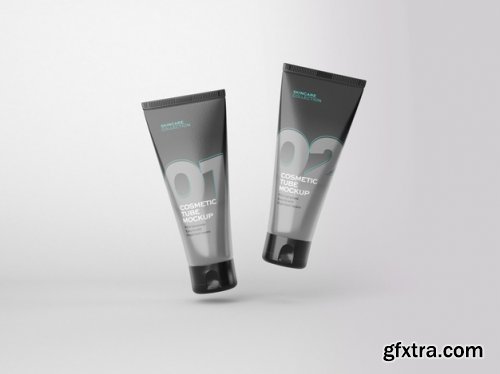 Cosmetics tube and jar mockup