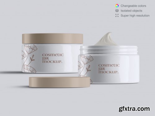 Plastic cosmetic face cream jars mockup