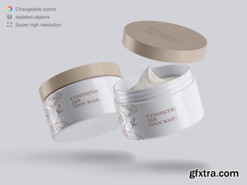 Plastic cosmetic face cream jars mockup