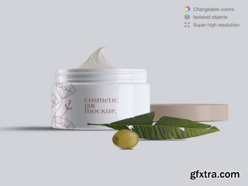 Plastic cosmetic face cream jars mockup