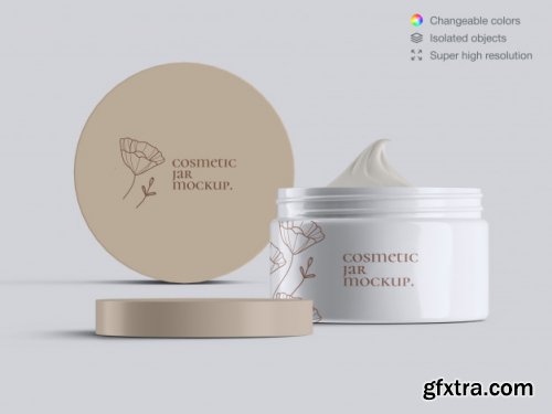 Plastic cosmetic face cream jars mockup