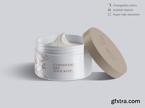 Plastic cosmetic face cream jars mockup