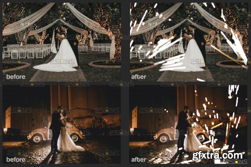 DesignBundles - Wedding sparkler overlays Photoshop overlay