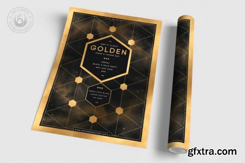 CreativeMarket - Black and Gold Flyer Template V21 5467196