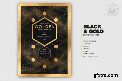 CreativeMarket - Black and Gold Flyer Template V21 5467196