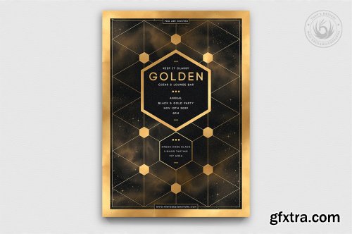 CreativeMarket - Black and Gold Flyer Template V21 5467196