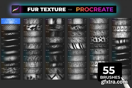 CreativeMarket - FUR TEXTURE Brushes for PROCREATE 5472665